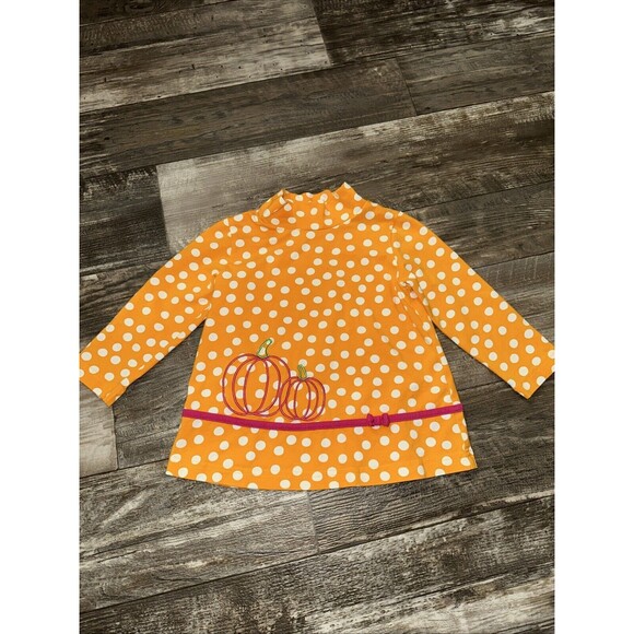 Florence Eiseman Dot/Circle Print Pumpkin Appliqué Pocket Size 4 Toddler - Picture 1 of 6